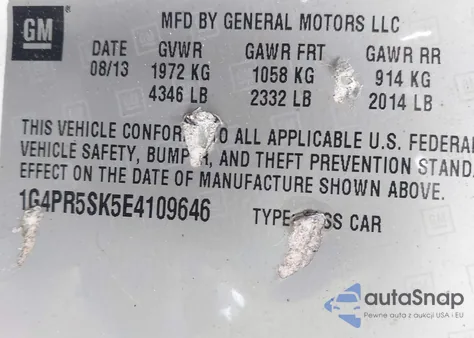 2014 Buick Verano Convenience Group z USA, uszkodzony, nr VIN 1G4PR5SK5E4109646